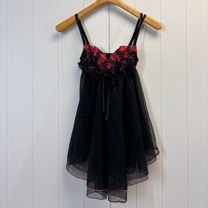 Vintage Private Luxuries Baby Doll Floral Nylon Nightie Size S Fairy Grunge Sexy